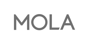 The brand logo of MOLA in grayscale.
